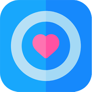 Concentric blue circles with a heart at the center